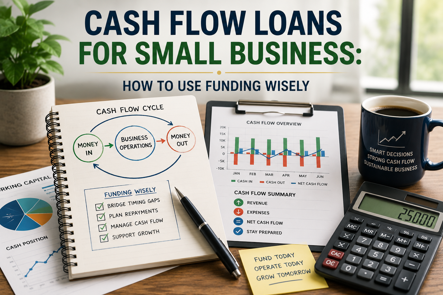 Cash flow loans for small business showing funding, business expenses, repayment planning, and cash flow management