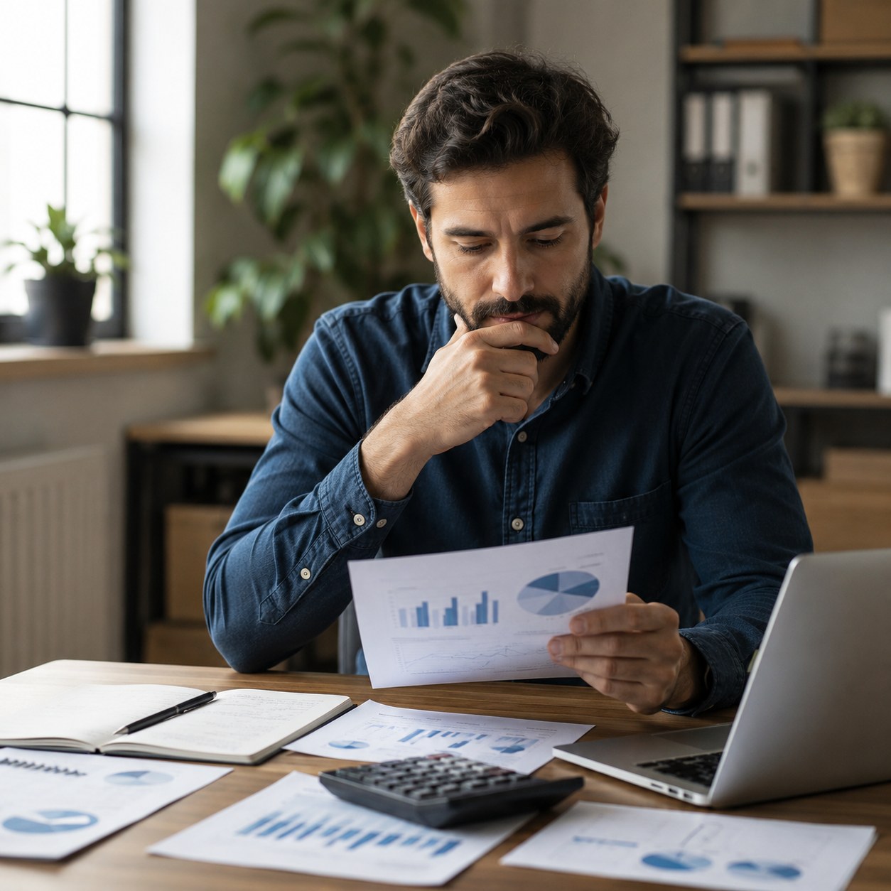 Business owner reviewing business line of credit pre approval documents before comparing lenders